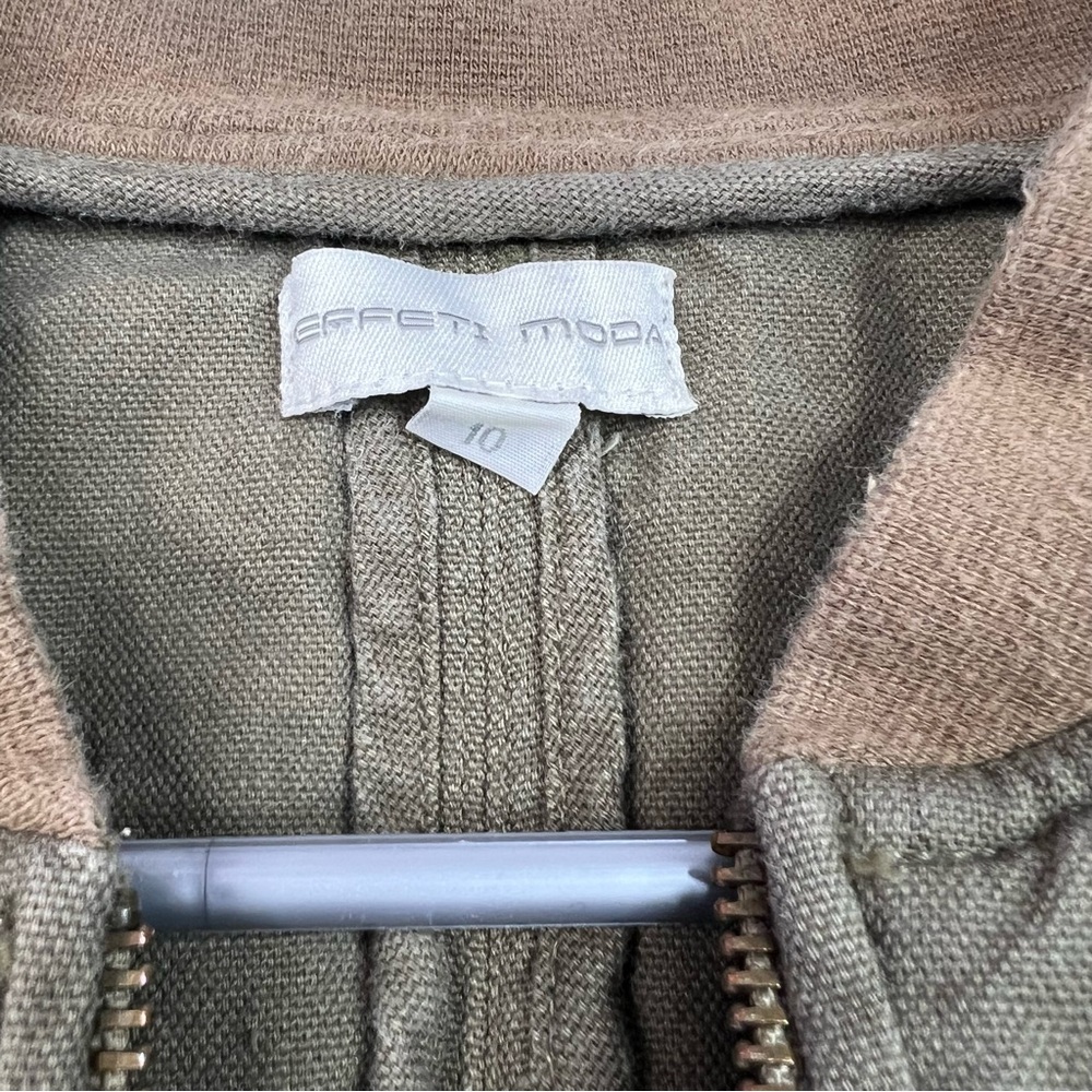 Effetti Moda coat zip up brown green Olive Bomber Jacket pockets cargo - Picture 9 of 10